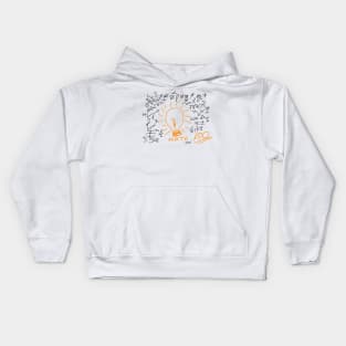 Hand drawn maths symbol and elements around orange bulb Kids Hoodie